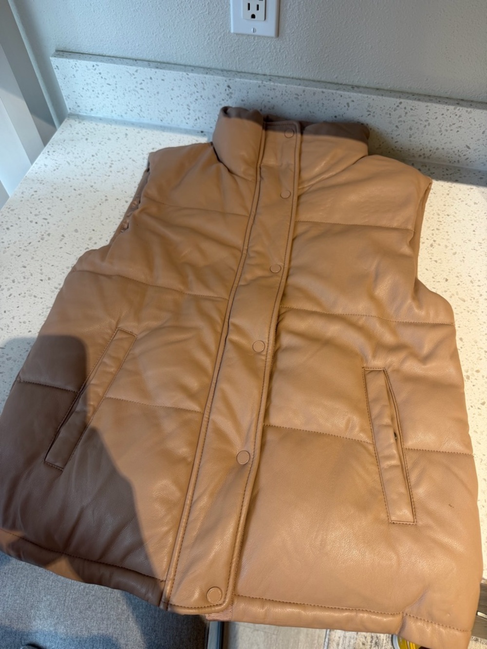 Abercrombie & Fitch Vegan Leather Puffer Vest